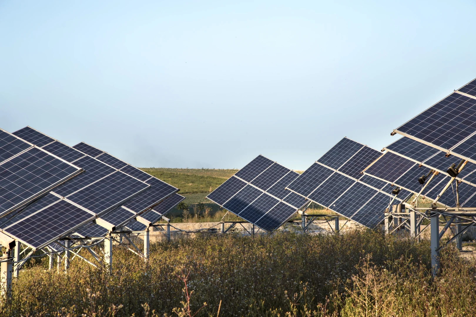 Campo con placas fotovoltaicas